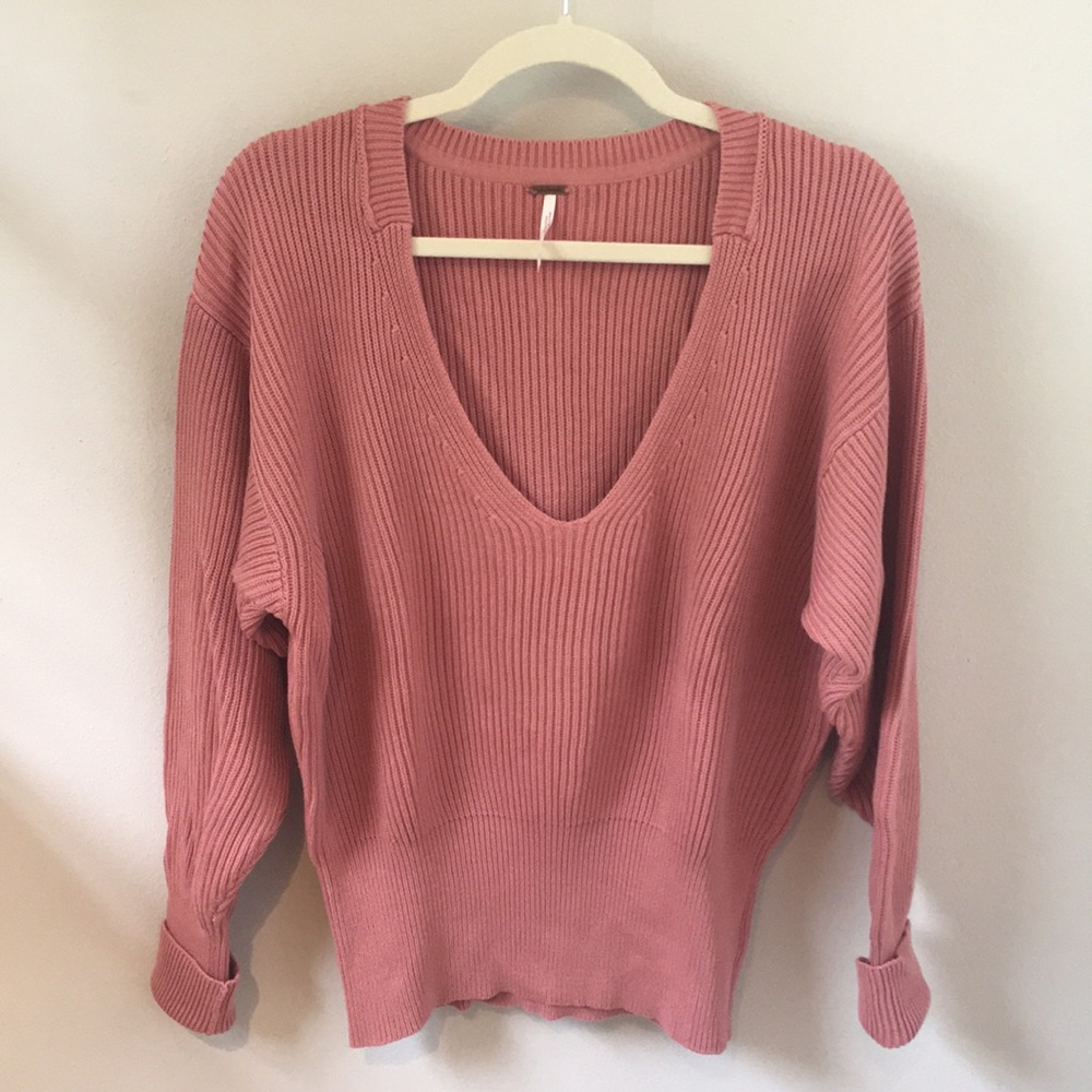 Free People V Neck Slouchy Sweater